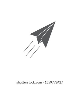 Paper plane line icon. Flat origami airplane isolated on white background. Vector illustration. Message, letter, mail symbol. Start up and launch, invention and development sign