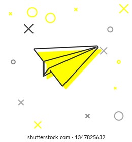 Paper plane line icon isolated on white background. Paper airplane icon. Aircraft sign. Vector Illustration