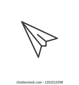 Paper plane line icon. linear style sign for mobile concept and web design. Paper airplane outline vector icon. Mail send symbol, logo illustration. Pixel perfect vector graphics
