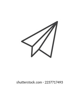 Paper plane line icon. linear style sign for mobile concept and web design. Origami plane outline vector icon. Message send symbol, logo illustration. Vector graphics
