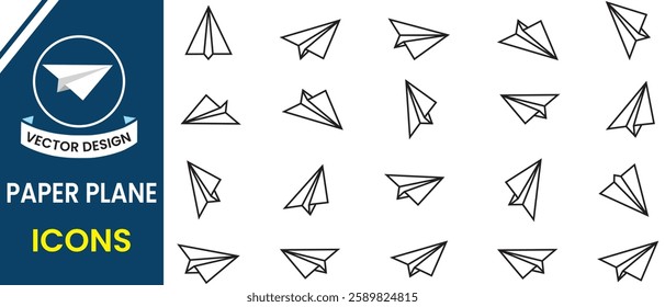 Paper plane line icon vector. Paper airplane, Travel symbol. Airplane track or route with dotted lines. Illustration of an airplane flying. vector illustration.