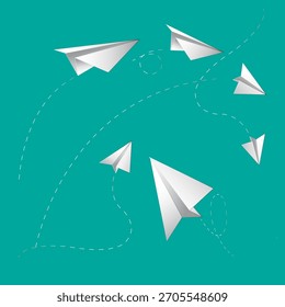 Conjunto de linhas de plano de papel. Enviando mensagem de coleção de aviões