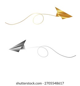 Conjunto de linhas de plano de papel. Enviando mensagem de coleção de aviões
