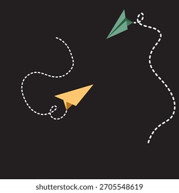 Paper plane line set. Sending message airplane collection