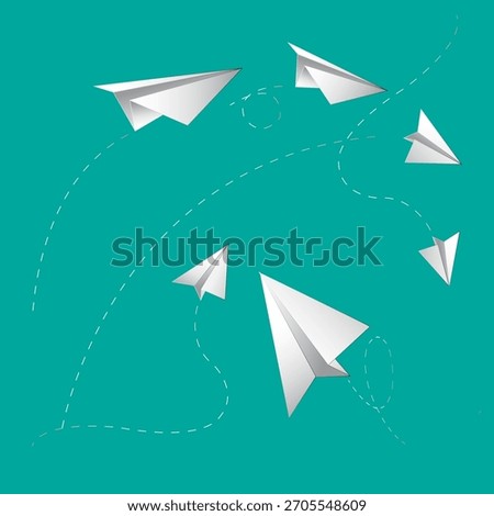 Paper plane line set. Sending message airplane collection
