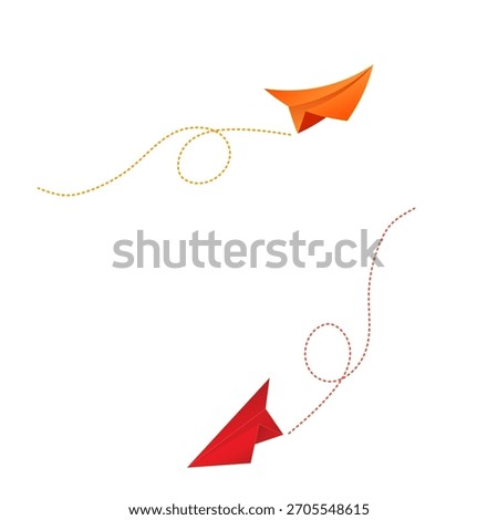 Paper plane line set. Sending message airplane collection
