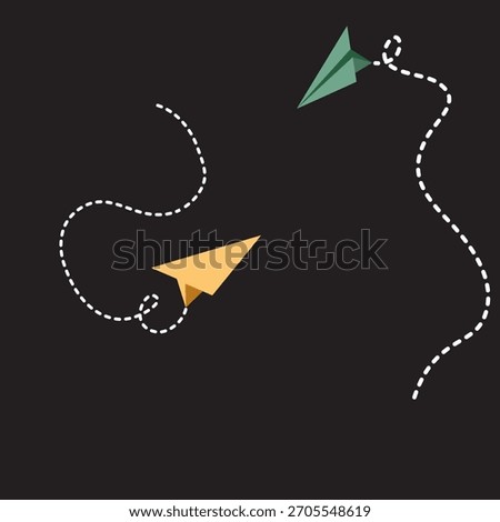 Paper plane line set. Sending message airplane collection