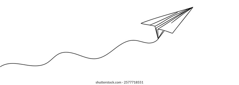 Paper plane linear background. Hand drawn airplane, email, mail, travel dream concept. Vector illustration.