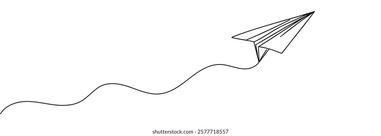 Paper plane linear background. Hand drawn airplane, email, mail, travel dream concept. Vector illustration.