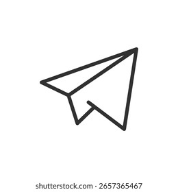 Plano de papel, ícone linear. Envio, comunicação ou compartilhamento de mensagens. Linha com traçado editável.
