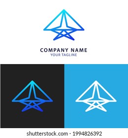 Paper plane logo design with blue gradient. Isolated white background