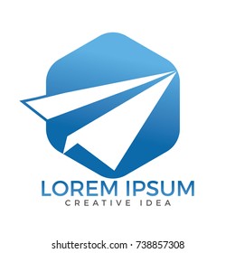Paper plane logo design. Concept of tour, delivery, delivering messages, homemade toy, airship, airliner. isolated on white background.