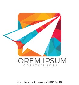 Paper plane logo design. Concept of tour, delivery, delivering messages, homemade toy, airship, airliner. isolated on white background.