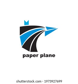 Paper plane logo design template vector
