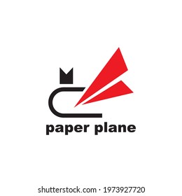 Paper plane logo design template vector
