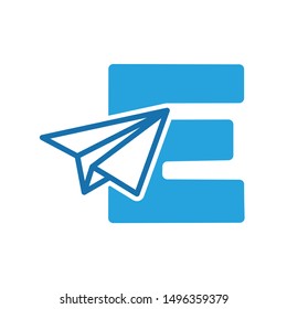 paper plane logo. letter E with paper plane vector