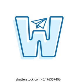 paper plane logo. letter W with paper plane vector