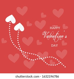 Paper plane love flying on red background 