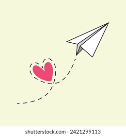 Paper Plane with Love Vector Design Illustration