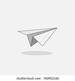 Paper plane made from a notebook sheet