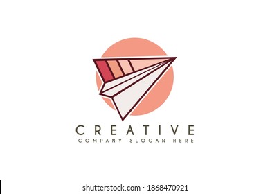 Paper plane Media logo Design vector illustration. Paper plane Media business logo design template element