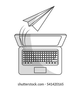 paper plane message and computer  icon image vector illustration design 