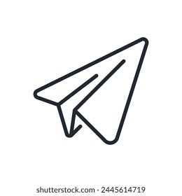 Paper plane and message concept editable stroke outline icon isolated on white background flat vector illustration. Pixel perfect. 64 x 64