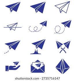 Paper Plane and Message Icon Set Vector – Send, Email and Communication Symbols