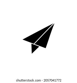  paper plane Message icon in solid black flat shape glyph icon, isolated on white background 