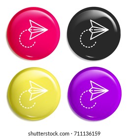 Paper plane multi color glossy badge icon set. Realistic shiny badge icon or logo mockup