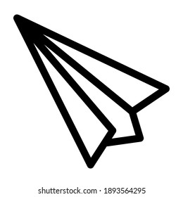 Paper plane, navigation - business, website related single icon on white background, thin line, outline - EPS Vector