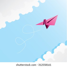 paper plane on blu sky