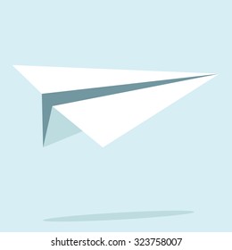 Paper plane on blue background. Vector illustration. Minimalism style