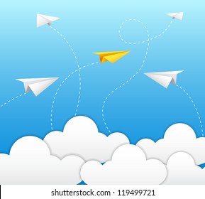 Paper Plane On Blue Sky