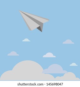 paper plane on blue sky