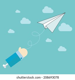 paper plane on blue sky,vector,illustration.