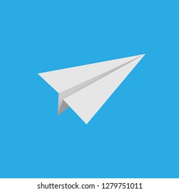 Paper plane on cyan background.