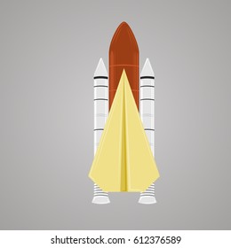 Paper plane on the rocket. Paper space shuttle. Detailed