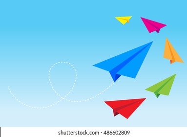 Paper plane on the sky - Vector