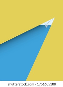 Paper plane on yellow background as a symbol of leadership and creativity. Eps10 illustration.