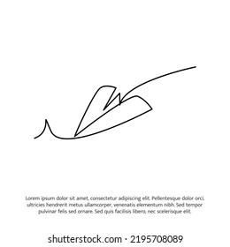 Paper plane one continuous line drawing. Cute decoration hand drawn elements. Vector illustration of minimalistic style on a white background.
