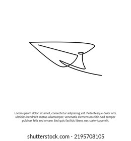 Paper plane one continuous line drawing. Cute decoration hand drawn elements. Vector illustration of minimalistic style on a white background.