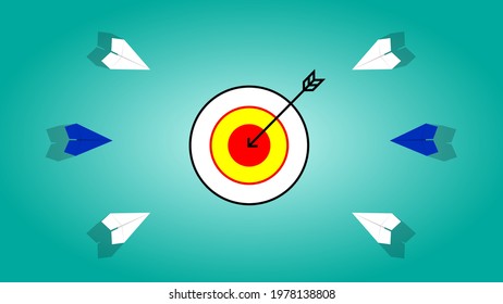 paper plane in one direction business target background, Business target or goal success and winner concept.
