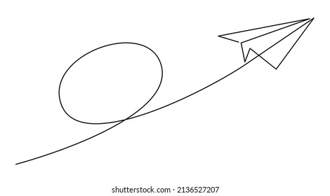 Paper plane one line drawing. business financial concept. vector illustration.