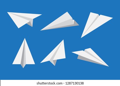 Paper plane or origami airplane icon set - Vector illustration