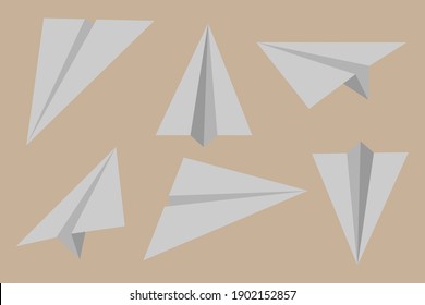 Paper Plane And Origami Airplane Icon Set. Vector. Eps 10