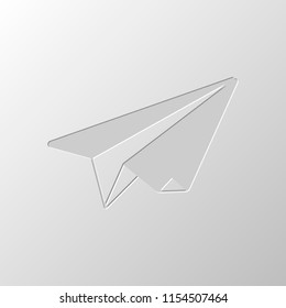 paper plane. origami glider. Paper design. Cutted symbol. Pitted style
