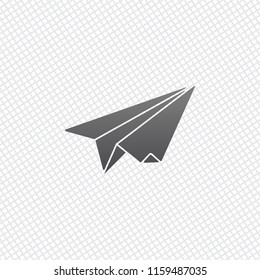 paper plane. origami glider. On grid background