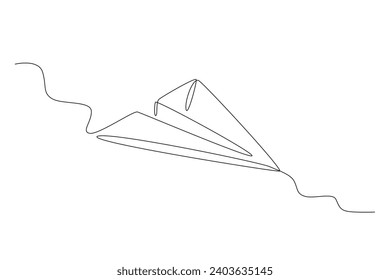 Un plano de papel de origami. Dibujo de una línea de plano de papel