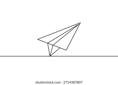 Paper plane outline art continuous line minimal vector illustration
